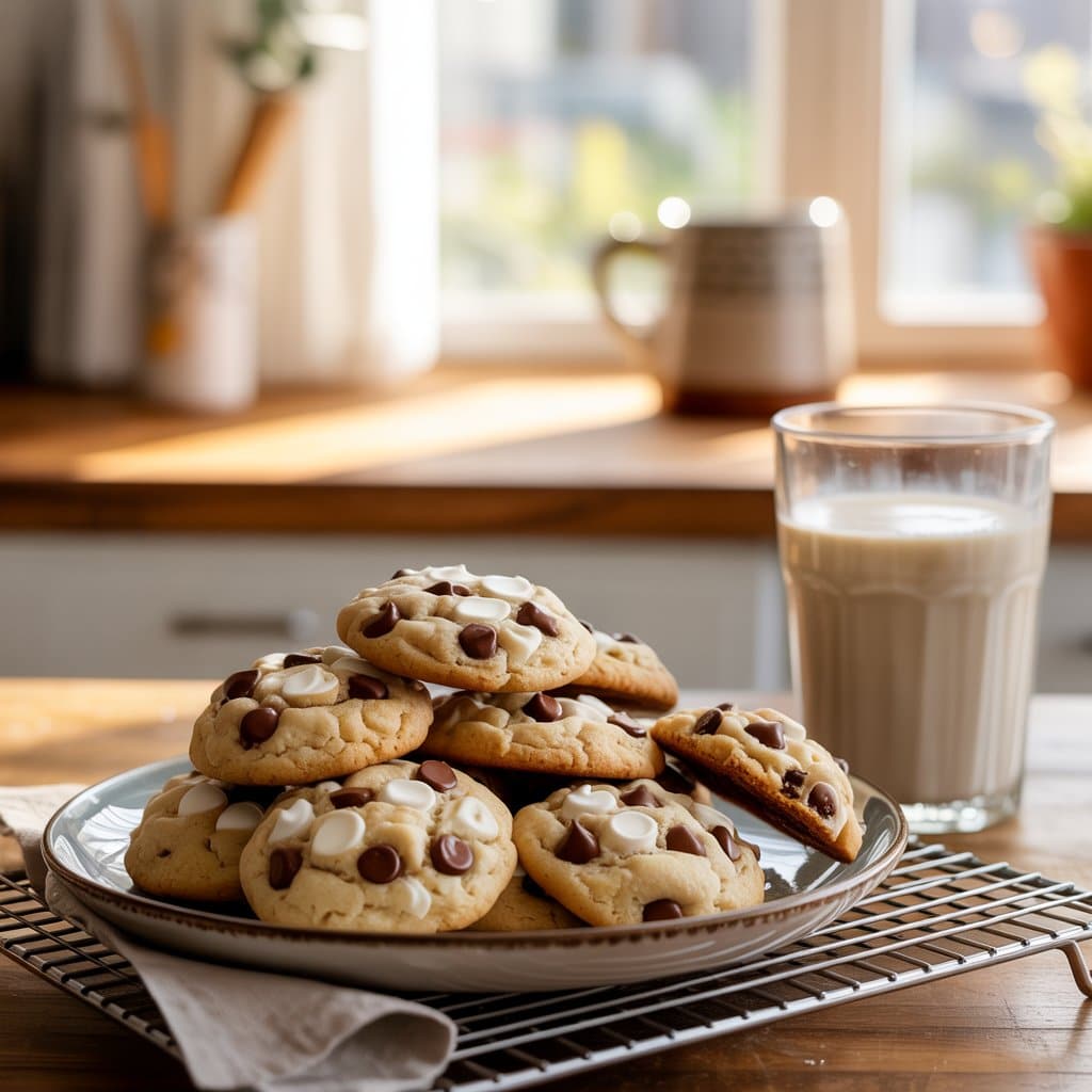 Cottage Cheese Chocolate Chip Cookies – Soft, Healthy & High-Protein Treat 5 Plated cottage cheese chocolate chip cookies