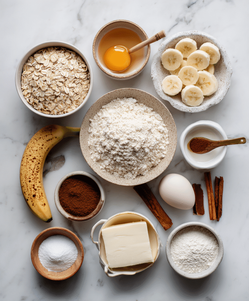 Banana Cottage Cheese Pancakes: A Delicious Protein-Packed Breakfast You’ll Love 4 Ingredients for banana cottage cheese pancakes measured in bowls