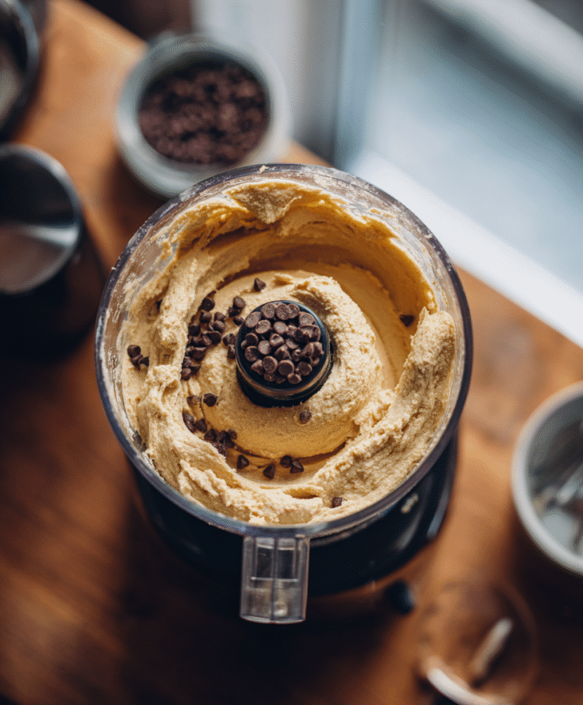 Cookie Dough Protein Bars – A Simple, High-Protein Treat You’ll Love 4 Mixing cookie dough protein bar mixture in food processor