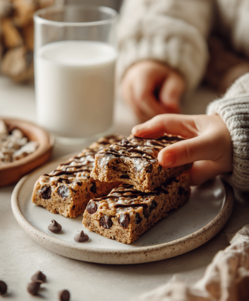 Cookie Dough Protein Bars – A Simple, High-Protein Treat You’ll Love 5 Served cookie dough protein bars on white plate