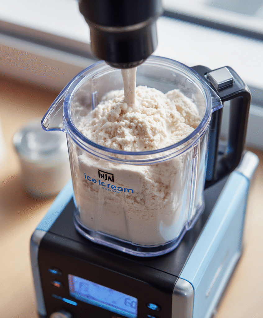 Creami Protein Ice Cream Made Easy: A Healthy Snickers-Style Treat 6 Ninja Creami blending protein ice cream