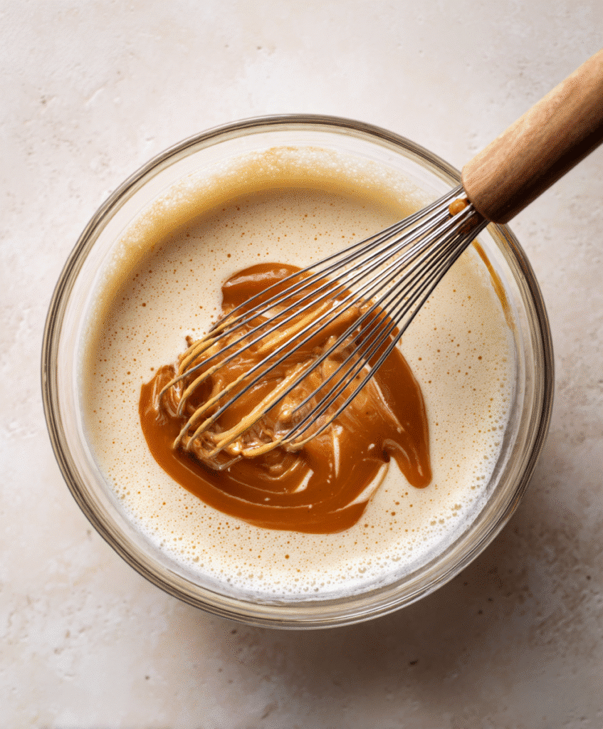 Creami Protein Ice Cream Made Easy: A Healthy Snickers-Style Treat 5 Mixing creami protein ice cream base