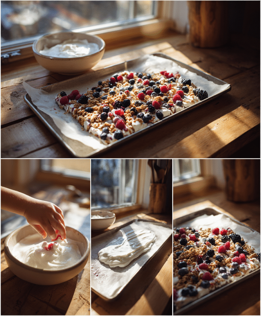 Greek Yogurt Bark: A Quick, Healthy Treat My Kids Can't Get Enough Of 5 Spreading Greek yogurt and toppings to make yogurt bark