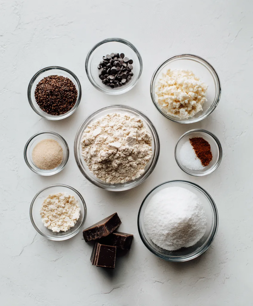 Protein Cookie Dough Bark That’s Simple, Delicious, and Good for You 4 Ingredients for protein cookie dough bark on white counter