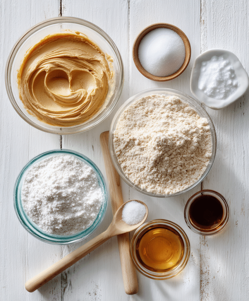 ingredients for single serve protein cookie on white counter
