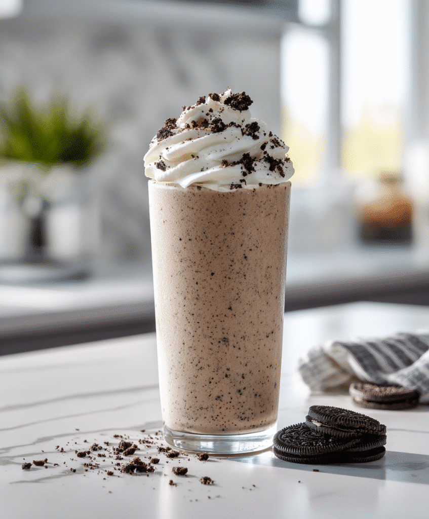 Cookies and Cream Protein Shake Recipe: Amazing 3-Step Treat 6 Cookies and cream protein shake recipe served in glass jars.