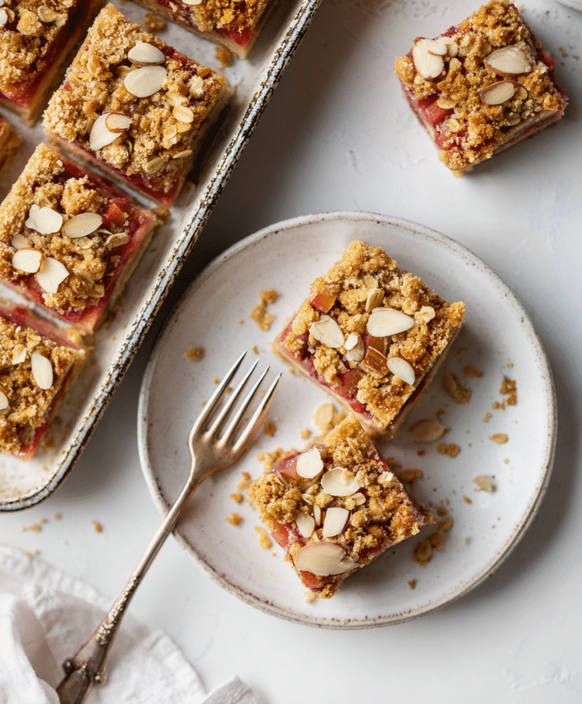 Rhubarb Cheesecake Squares: A Simple, Protein-Packed Dessert for Every Season 7 A rhubarb cheesecake square served on a dessert plate