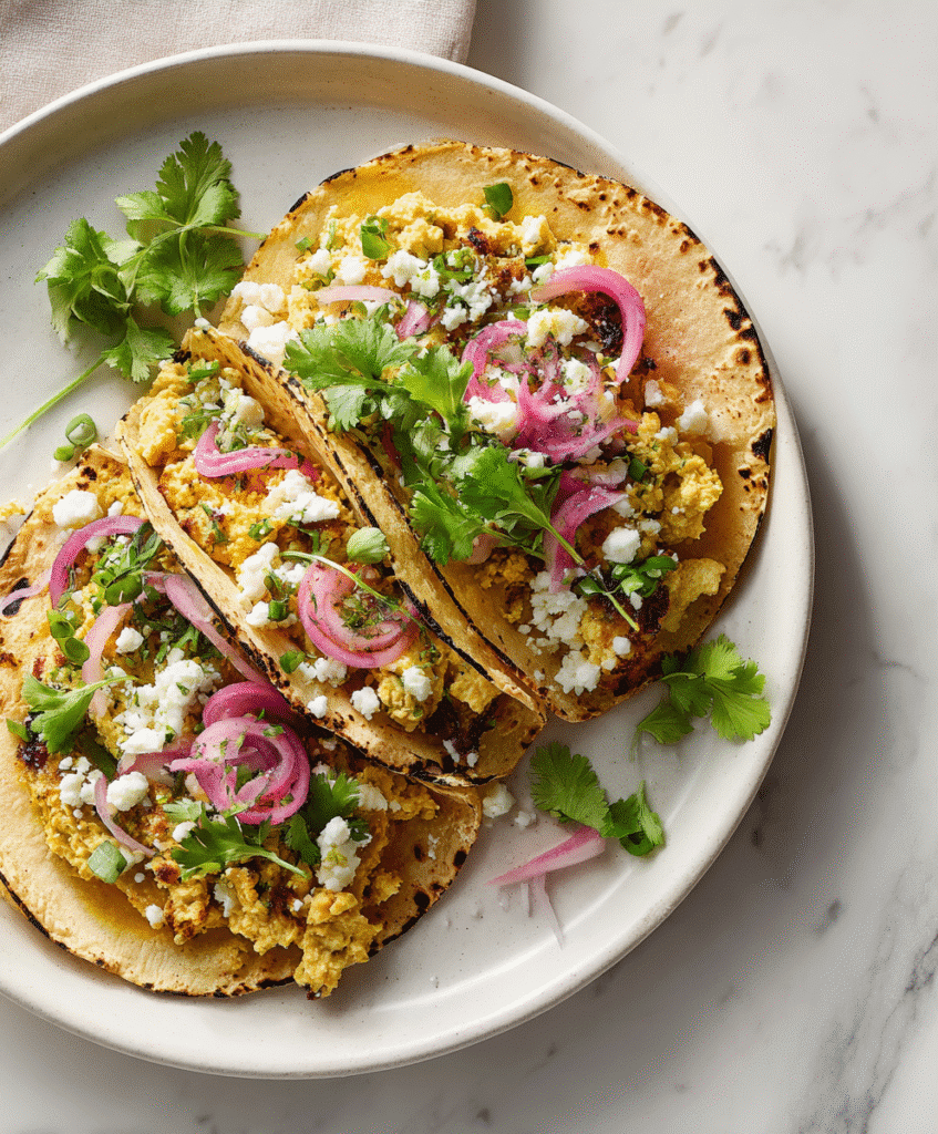 Hummus Breakfast Tacos: 1 Quick & Healthy Twist for Your Morning 6 Served hummus breakfast tacos with toppings