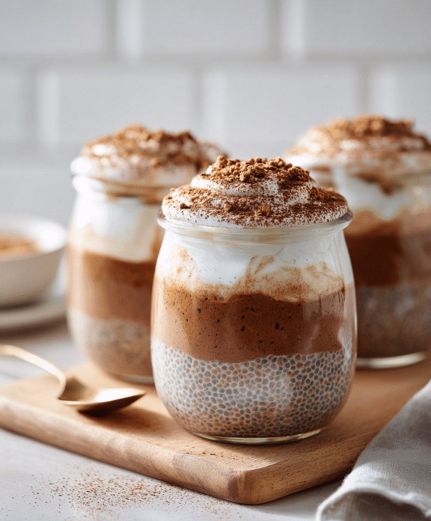 Tiramisu Chia Pudding for a Protein-Packed, Creamy Energy Boost 6 Served tiramisu chia pudding with cocoa and espresso flavors