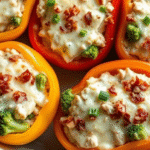 Keto Ranch Chicken and Broccoli Stuffed Peppers