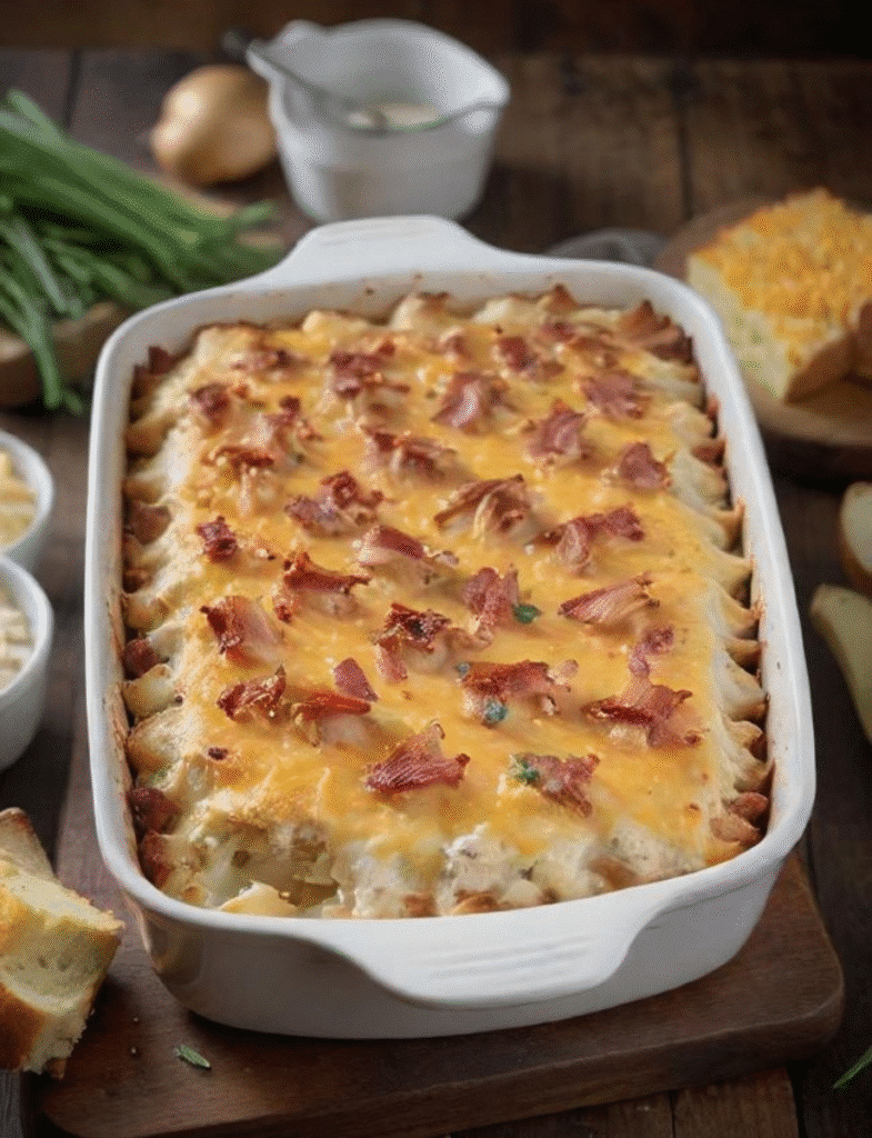 Chicken Bacon Ranch Potato Bake – 5 Ways to Make It Even Better 2 chicken bacon ranch potato bake in casserole dish