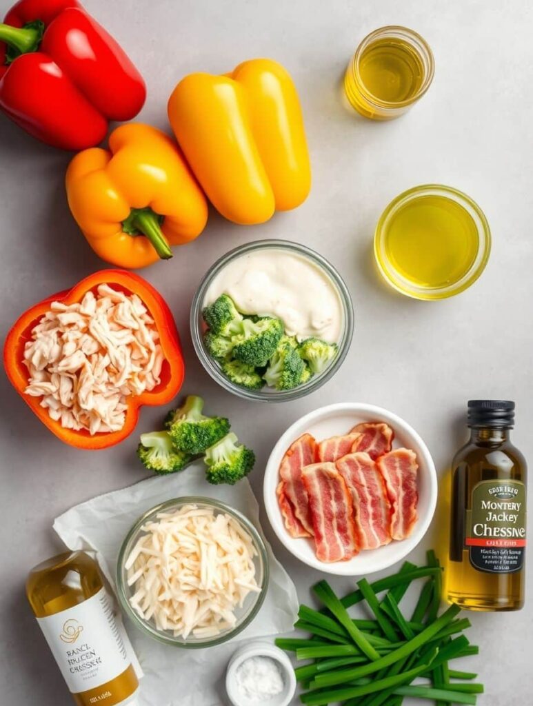 Keto Stuffed Peppers: 5-Star Creamy Ranch Chicken Delight 5 Fresh ingredients for Keto Ranch Stuffed Peppers