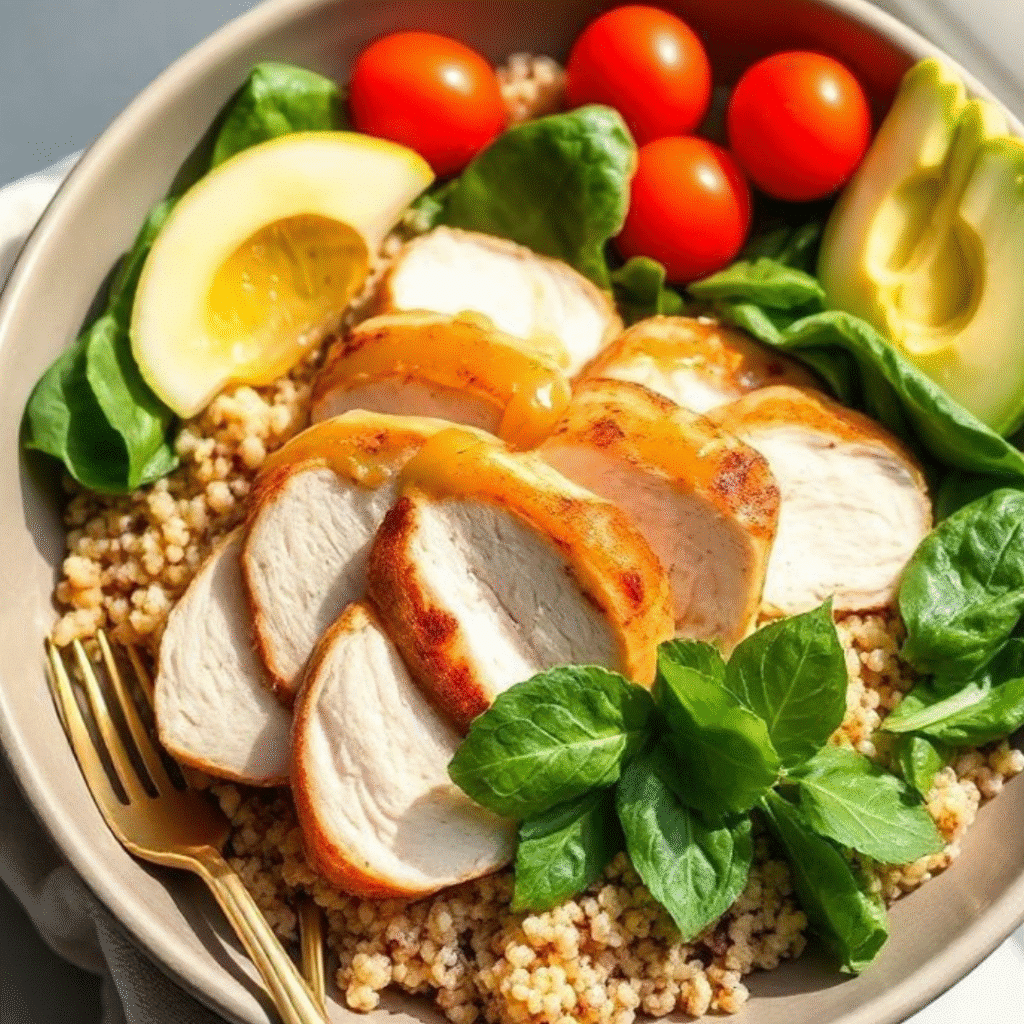 Chicken Breast Meal Preps: 10 Delicious Ways to Stay Healthy 8 Healthy chicken breast bowl with vegetables and grains