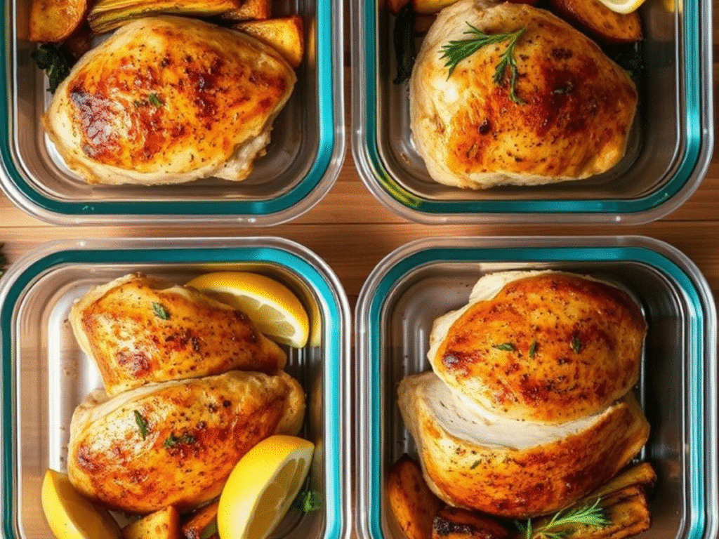 10+ Easy , Healthy High Protein Chicken Meal Prep: Healthy Recipes to Save Time & Fuel Your Body 3 Chicken breast meal preps (lean & low-fat) in containers