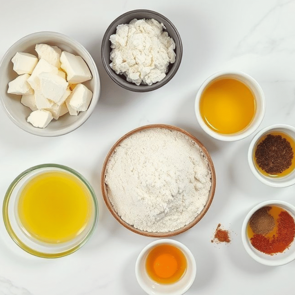 Ingredients for almond flour and cottage cheese high protein flatbreads