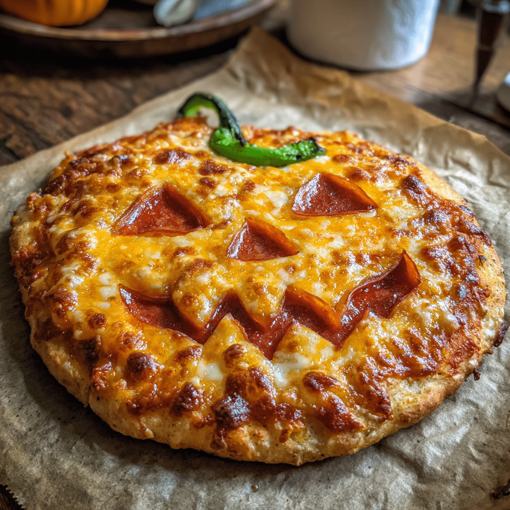 jack o lantern halloween pizza homemade